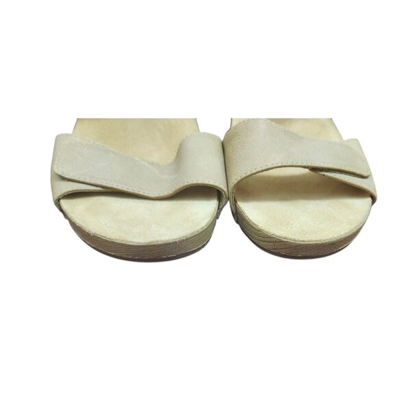 Dansko Size 42 Leather Wedge Sandals Nude Beige Comfort Slip On Adjustable Strap - Picture 4 of 14